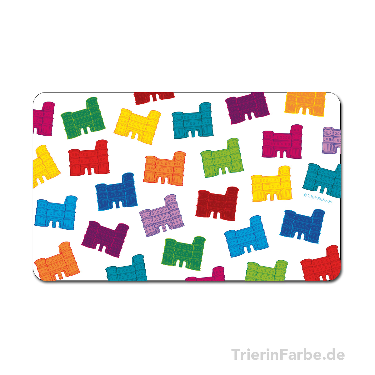 Frühstücksbrettchen Porta Nigra Symbole, Trier, weiß-bunt